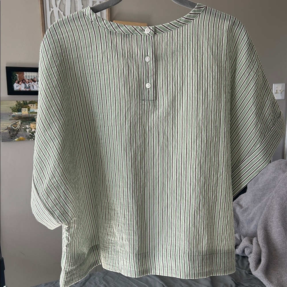 Madewell Green Striped Blouse - Picture 3 of 6